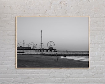 Impresión en blanco y negro de Galveston, arte mural de Galveston, póster de Galveston, foto de Galveston, impresión de póster de Galveston, decoración de Galveston, Texas