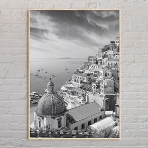 Schwarz weiß, Positano Druck, Positano Wand Kunst, Positano Poster, Positano Foto, Positano Poster Druck, Positano Dekor, Amalfi, Italien