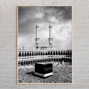 Black and White, Mecca Print, Mecca Wall Art, Mecca Poster, Mecca Photo, Mecca Wall Decor, Saudi Arabia Poster Print, Middle East Poster