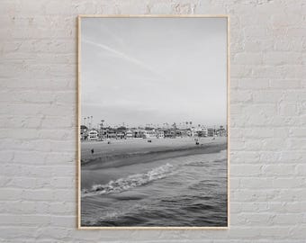 Impresión en blanco y negro de Seal Beach, arte mural de Seal Beach, póster de Seal Beach, foto de Seal Beach, decoración de pared de Seal Beach, póster de California, EE. UU.