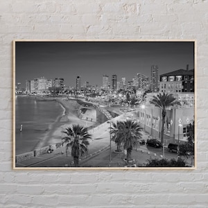 Noir et blanc, impression Tel-Aviv, art mural Tel-Aviv, affiche Tel-Aviv, photo Tel-Aviv, impression affiche Tel-Aviv, décoration murale Tel-Aviv, Israël