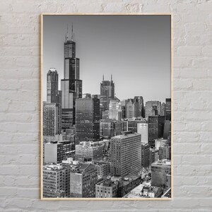 Noir et blanc, impression de Chicago, art mural Chicago, affiche de Chicago, photo de Chicago, impression d'affiche de Chicago, décoration murale de Chicago, affiche de l'Illinois