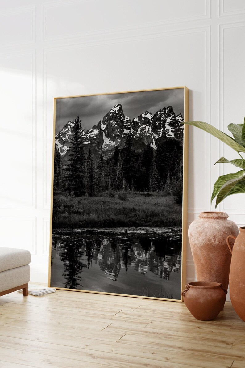Black and White, Grand Teton Print, Grand Teton Wall Art, Grand Teton ...