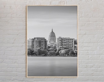 Black and White, Madison Print, Madison Wall Art, Madison Poster, Madison Photo, Madison Poster Print, Madison Wall Decor, Wisconsin, USA