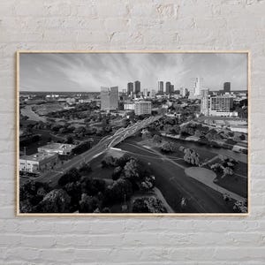 Impresión en blanco y negro de Fort Worth, arte mural de Fort Worth, póster de Fort Worth, fotografía de Fort Worth, impresión de póster de Fort Worth, decoración de Fort Worth