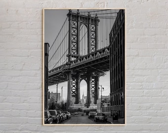 Blanco y negro, Impresión de Brooklyn, Arte mural de Brooklyn, Póster de Brooklyn, Foto de Brooklyn, Impresión de póster de la ciudad de Nueva York, Impresión de póster de Nueva York