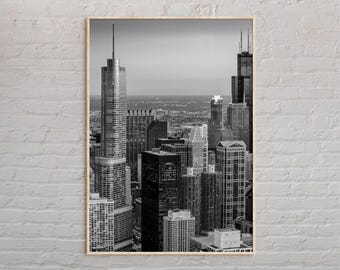 Bianco e nero, stampa di Chicago, arte murale di Chicago, poster di Chicago, foto di Chicago, stampa di poster di Chicago, decorazione murale di Chicago, poster dell'Illinois