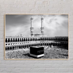 Black and White, Mecca Print, Mecca Wall Art, Mecca Poster, Mecca Photo, Mecca Wall Decor, Saudi Arabia Poster Print, Middle East Poster