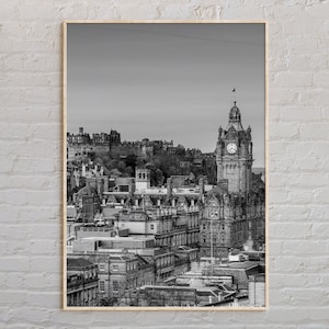 Impresión en blanco y negro de Edimburgo, arte mural de Edimburgo, póster de Edimburgo, fotografía de Edimburgo, impresión de póster de Edimburgo, decoración de Edimburgo, Escocia