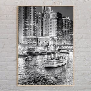 Svartvitt, Chicago-tryck, Chicago-väggkonst, Chicago-affisch, Chicago-foto, Chicago-affischtryck, Chicago-väggdekor, Illinois-affisch