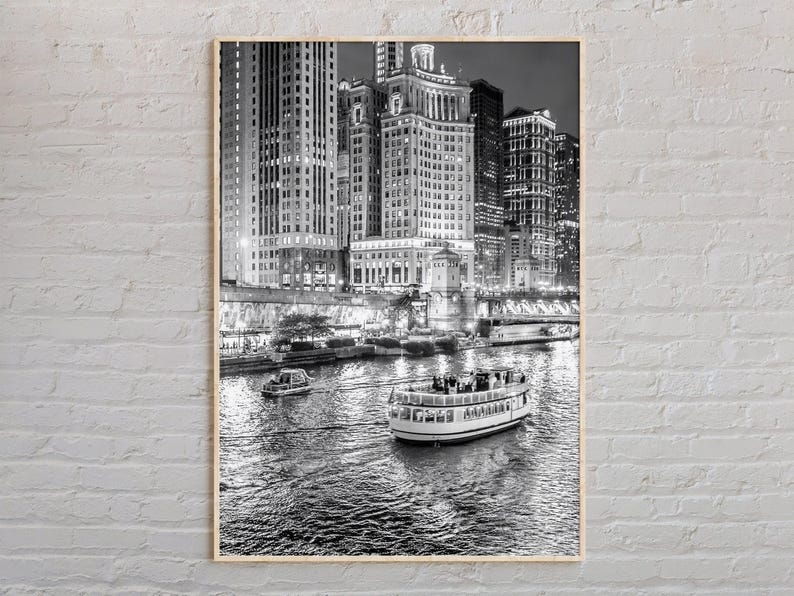 Black and White, Chicago Print, Chicago Wall Art, Chicago Poster, Chicago Photo, Chicago Poster Print, Chicago Wall Decor, Illinois Poster image 1