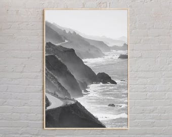 Black and White, Big Sur Print, Big Sur Wall Art, Big Sur Poster, Big Sur Photo, Big Sur Poster Print, Big Sur Decor, California Print