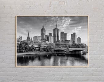 Impresión en blanco y negro de Melbourne, arte mural de Melbourne, póster de Melbourne, foto de Melbourne, impresión de póster de Melbourne, decoración de pared de Melbourne