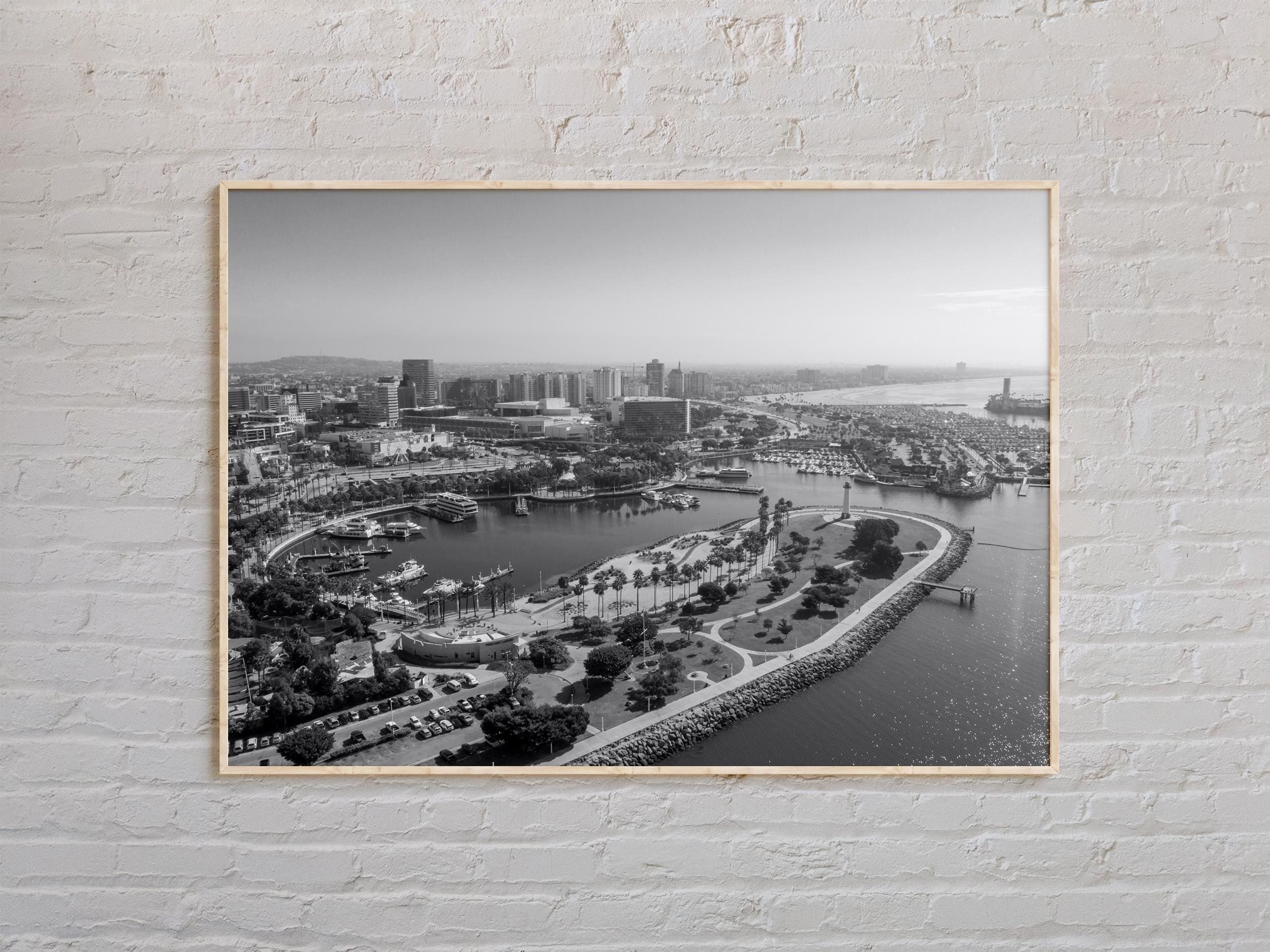 Black and White, Long Beach Print, Long Beach Wall Art, Long Beach Poster, Long Beach Photo, Long Beach Wall Decor, California Poster