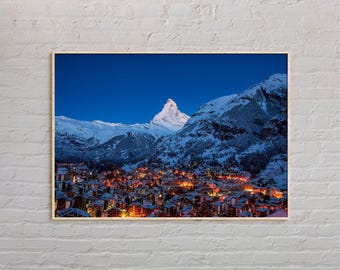Foto real, Impresión de Zermatt, Arte mural de Zermatt, Póster de Zermatt, Foto de Zermatt, Impresión de póster de Zermatt, Decoración de pared de Zermatt, Suiza