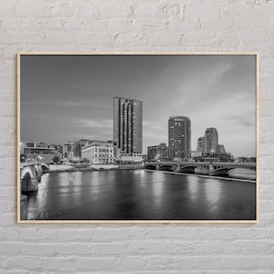 Black and White, Grand Rapids Print, Grand Rapids Wall Art, Grand Rapids Poster, Grand Rapids Photo, Grand Rapids Wall Decor, Michigan