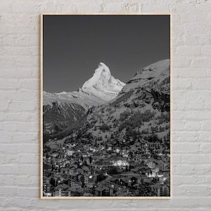 Black and White, Zermatt Print, Zermatt Wall Art, Zermatt Poster, Zermatt Photo, Zermatt Poster Print, Zermatt Wall Decor, Switzerland