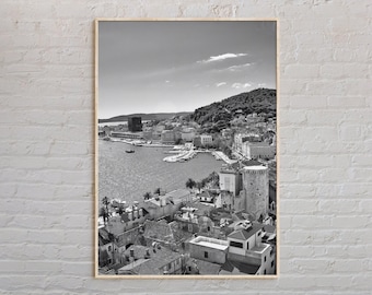 Schwarz und weiß, Split Print, Split Wandkunst, Split Poster, Split Foto, Split Poster Druck, Split Wanddekoration, Kroatien Poster Druck