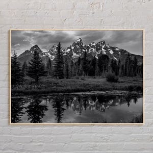Noir et blanc, impression Grand Teton, art mural Grand Teton, poster Grand Teton, photo Grand Teton, décoration murale Grand Teton, poster Wyoming