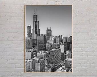 Noir et blanc, impression de Chicago, art mural Chicago, affiche de Chicago, photo de Chicago, impression d'affiche de Chicago, décoration murale de Chicago, affiche de l'Illinois