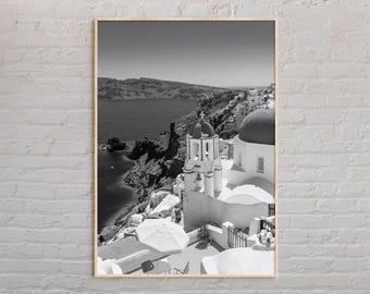 Blanco y negro, Impresión de Santorini, Arte mural de Santorini, Póster de Santorini, Foto de Santorini, Impresión de póster de Santorini, Decoración de Santorini, Grecia