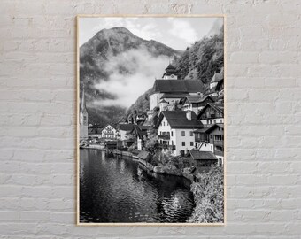 Impresión en blanco y negro de Austria, arte mural de Austria, póster de Austria, foto de Austria, impresión de póster de Austria, decoración de pared de Austria, póster de Europa