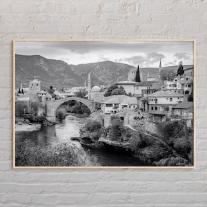 Black and White, Bosnia and Herzegovina Print, Bosnia and Herzegovina Wall Art, Bosnia and Herzegovina Poster, Europe Poster Print