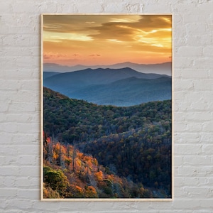 Vraie photo, impression Blue Ridge Mountains, art mural Blue Ridge Mountains, affiche Blue Ridge Mountains, impression affiche États-Unis