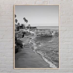 Blanco y negro, Impresión de La Jolla, Arte mural de La Jolla, Póster de La Jolla, Fotografía de La Jolla, Impresión de póster de La Jolla, Decoración de pared de La Jolla, San Diego