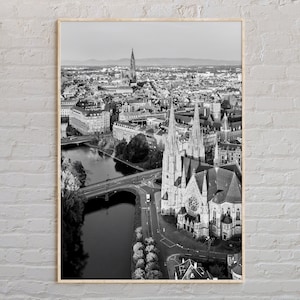 Schwarzweiß, Straßburg Print, Straßburg Wandkunst, Straßburg Poster, Straßburg Foto, Straßburg Poster Druck, Frankreich