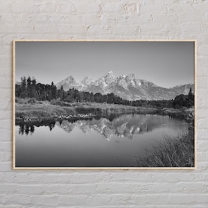Noir et blanc, impression Jackson Hole, art mural Jackson Hole, affiche Jackson Hole, photo Jackson Hole, décoration murale Jackson Hole, Wyoming