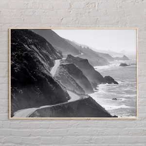 Noir et blanc, impression Big Sur, art mural Big Sur, affiche Big Sur, photo Big Sur, impression affiche Big Sur, décoration Big Sur, impression Californie