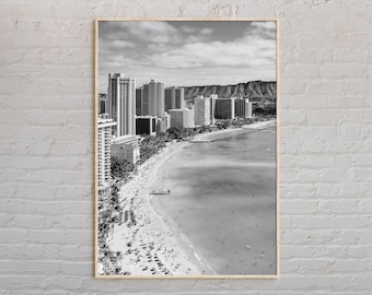 Black and White, Waikiki Print, Waikiki Wall Art, Waikiki Poster, Waikiki Photo, Waikiki Poster Print, Waikiki Wall Decor, Hawaii Poster