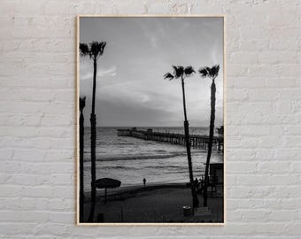 Svartvitt, San Clemente-tryck, San Clemente-väggkonst, San Clemente-affisch, San Clemente-foto, San Clemente-affischtryck, Kalifornien