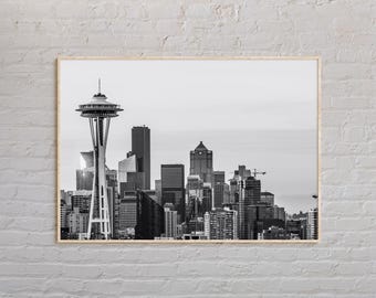 Black and White, Seattle Print, Seattle Wall Art, Seattle Poster, Seattle Photo, Seattle Poster Print, Seattle Decor, Washington, USA