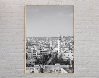 Preto e branco, impressão da Palestina, arte de parede da Palestina, pôster da Palestina, foto da Palestina, impressão de pôster da Palestina, decoração de parede da Palestina