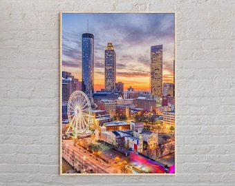 Foto reale, stampa di Atlanta, arte murale di Atlanta, poster di Atlanta, foto di Atlanta, stampa di poster di Atlanta, decorazione murale di Atlanta, stampa della Georgia