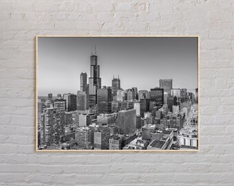 Noir et blanc, impression de Chicago, art mural Chicago, affiche de Chicago, photo de Chicago, impression d'affiche de Chicago, décoration murale de Chicago, affiche de l'Illinois
