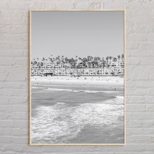 Impresión en blanco y negro de Oceanside, arte mural de Oceanside, póster de Oceanside, foto de Oceanside, impresión de póster de Oceanside, decoración de pared de Oceanside