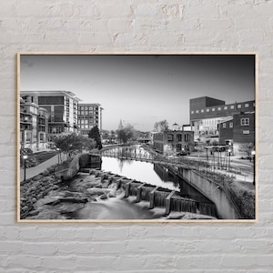 Noir et blanc, impression Greenville Island, art mural Greenville, affiche Greenville, photo Greenville, décoration murale Greenville, impression Etats-Unis
