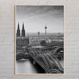 Blanco y negro, Impresión de Colonia, Arte mural de Colonia, Póster de Colonia, Foto de Colonia, Impresión de póster de Colonia, Decoración de pared de Colonia, Póster de Alemania