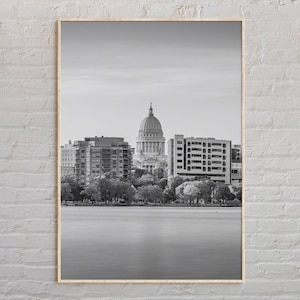 Black and White, Madison Print, Madison Wall Art, Madison Poster, Madison Photo, Madison Poster Print, Madison Wall Decor, Wisconsin, USA
