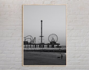 Impresión en blanco y negro de Galveston, arte mural de Galveston, póster de Galveston, foto de Galveston, impresión de póster de Galveston, decoración de Galveston, Texas