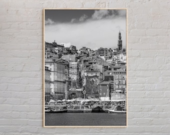 Blanco y negro, Impresión de Oporto, Arte mural de Oporto, Póster de Oporto, Foto de Oporto, Impresión de póster de Oporto, Decoración de pared de Oporto, Póster de Portugal, Europa