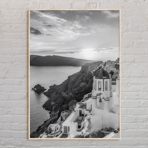 Schwarzweiß, Santorini Print, Santorini Wandkunst, Santorini Poster, Santorini Foto, Santorini Poster Print, Santorini Decor, Griechenland