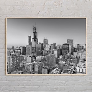 Noir et blanc, impression de Chicago, art mural Chicago, affiche de Chicago, photo de Chicago, impression d'affiche de Chicago, décoration murale de Chicago, affiche de l'Illinois