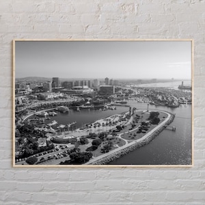 Impresión en blanco y negro de Long Beach, arte mural de Long Beach, póster de Long Beach, foto de Long Beach, decoración de pared de Long Beach, póster de California