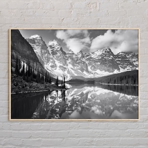 Preto e branco, impressão de Banff, arte de parede de Banff, pôster de Banff, foto de Banff, impressão de pôster de Banff, decoração de parede de Banff, impressão de pôster do Canadá