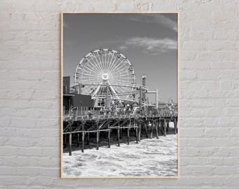 Black and White, Santa Monica Print, Santa Monica Wall Art, Santa Monica Poster, Santa Monica Photo, Santa Monica Poster Print, California