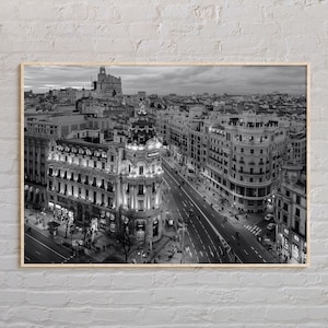 Schwarz und weiß, Madrid Druck, Madrid Wandkunst, Madrid Poster, Madrid Foto, Madrid Poster Druck, Madrid Wanddekor, Spanien Poster, Europa